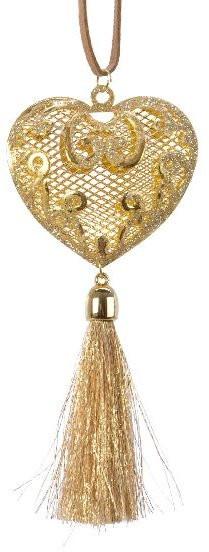 Подвеска на елку Золотой шелк - Сердце  23 см., золото, Kaemingk  (385698/3)