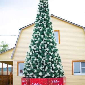 Уличная искусственная сосна Альпийская зеленая с белыми кончиками 10 м., ствольная, Леска, Green Trees (GT10ALESWК)
