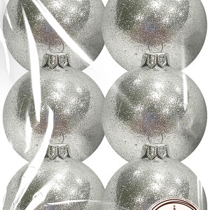 Набор пластиковых шаров Искристый, 65 мм., 6шт., серебро, ПромЕлка (НШИПЛ-65Silver)