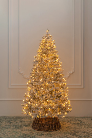 Искусственная елка Алтайская заснеженная 240 см., 650 теплых-белых Led ламп, 100% литая хвоя, ЕлкиТорг (203240)