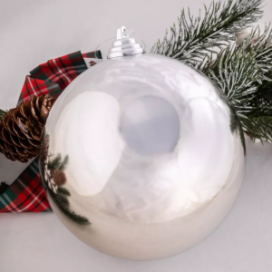 Шар пластиковый глянцевый 200 мм., серебро, ЕлкиТорг (150616)