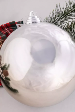 Шар пластиковый глянцевый 200 мм., серебро, ЕлкиТорг (150616)