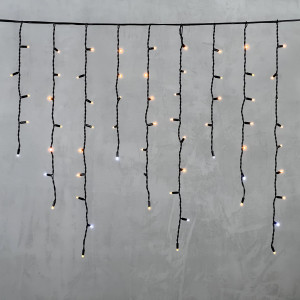 Светодиодная бахрома с колпачком 3,2*0,9 м., 168 экстра теплых белых LED ламп, мерцание, каучуковый черный провод, LTC (LL168BLW-1-2EWW)