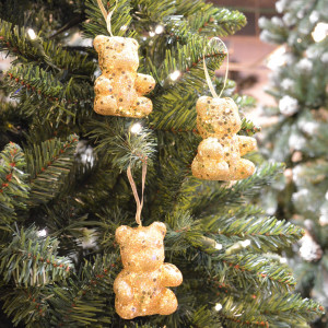 Украшение Мишка золотой с блестками 3шт., 7х5 см. (522609)