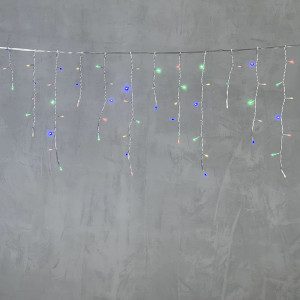 Светодиодная бахрома 3,1*0,5 м., 150 разноцветных LED ламп, прозрачный провод ПВХ, LTC (PIL150-10-2M)