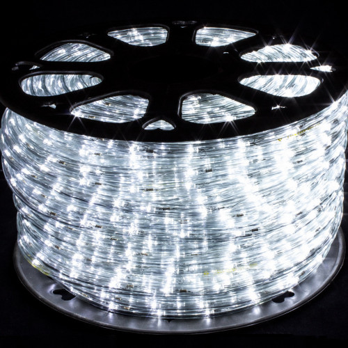 Дюралайт круглый Ø 10.5 мм., 220V, 3-жилы, холодные белые LED лампы 24 шт на 1 м., бухта 100 м, силикон, Winner (05.100.10,5.24W)