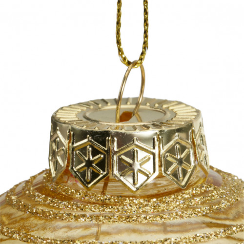 Набор пластиковых шаров Золотая Нить 80  мм., золотой, 12 шт., Kaemingk (025759) 