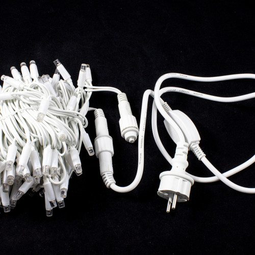 Светодиодная нить с мерцающим диодом 10 м., 220V, 100 красных LED ламп, белый каучук, соединяемая, Winner Light (R.01.7w.100+)