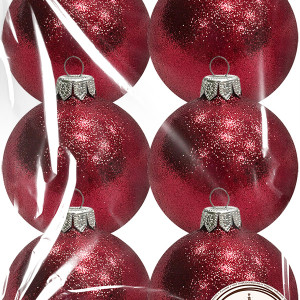 Набор пластиковых шаров Искристый, 85 мм., 6шт., красный, ПромЕлка (НШИПЛ-85RED)