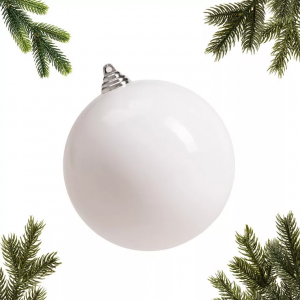 Шар пластиковый глянцевый 300 мм., белый, ЕлкиТорг (150708)