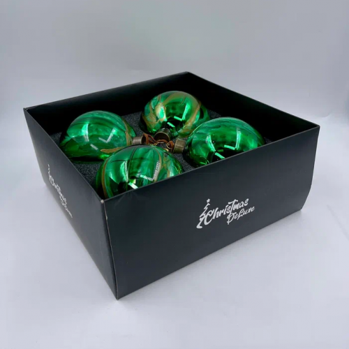 Набор стеклянных шаров Акварель зеленая 100 мм., 4 шт., Christmas DeLuxe (13003)