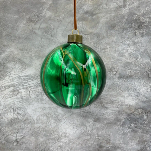 Набор стеклянных шаров Акварель зеленая 100 мм., 4 шт., Christmas DeLuxe (13003)