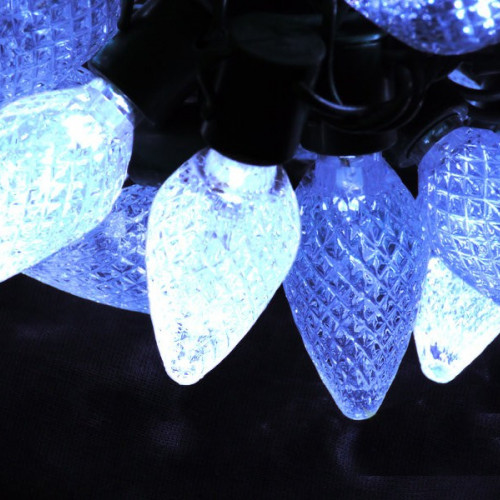 Светодиодная нить Шишки 10 м., 220V, 100 сине-белых LED ламп, черный каучук, соединяемая, Winner (BW.01.7B.100+2,5B)