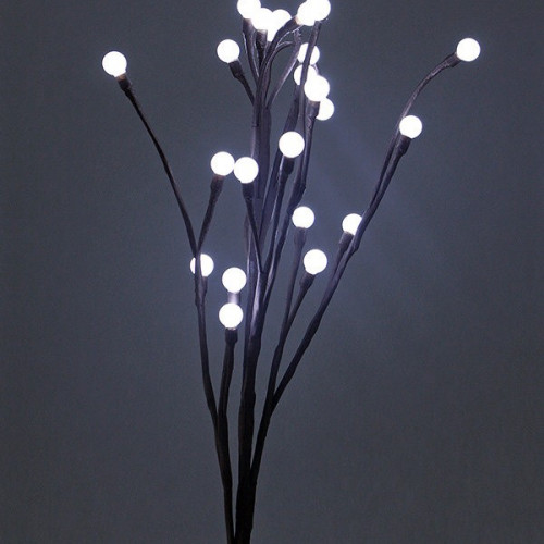 Светодиодная флористика Ветка с шариками 59 см., 3*АА батарейки, 24 холодных белых матовых LED ламп, Beauty Led (B247L-D024A-40)