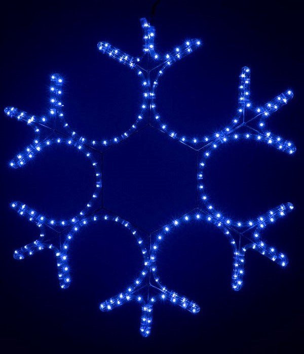 Светодиодная фигура Снежинка 80 см., 220V, 216 синих LED ламп, прозрачный дюралайт, BEAUTY LED (LC-1 в Белгороде