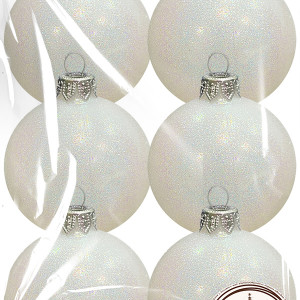 Набор пластиковых шаров Искристый, 85 мм., 6шт., белый, ПромЕлка (НШИПЛ-85White)