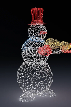  Светодиодная фигура Снеговик-музыкант скрипка 220 см. 1 шт., Сад Радости (SR231)