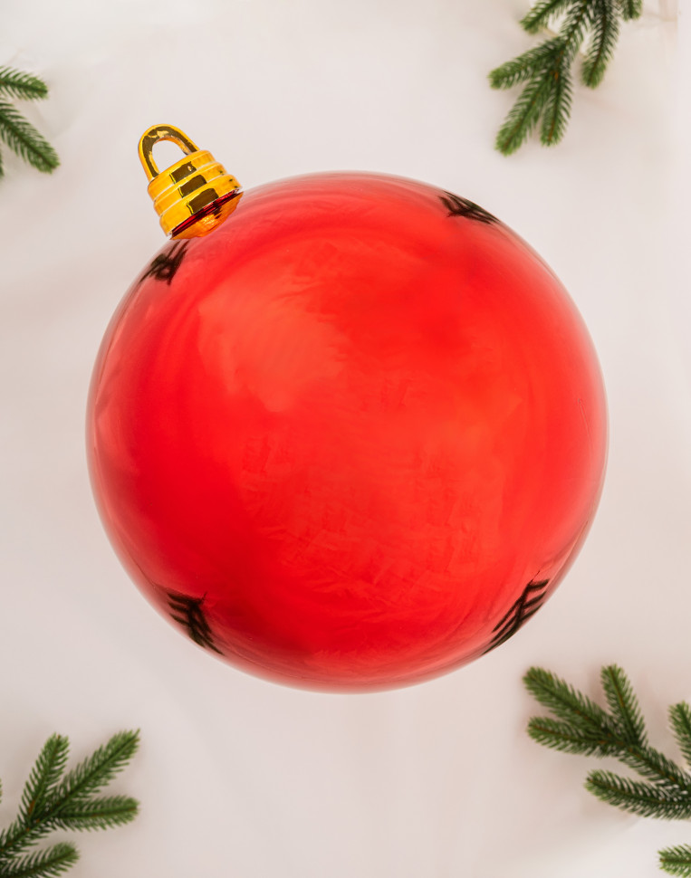 Шар пластиковый глянцевый 400 мм., красный, ЕлкиТорг (150802)