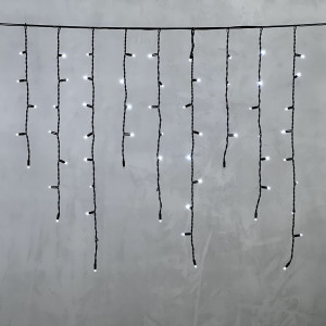 Светодиодная бахрома с колпачком 3,2*0,9 м., 168 белых LED ламп, мерцание, каучуковый черный провод, LTC (LL168BLW-1-2W)