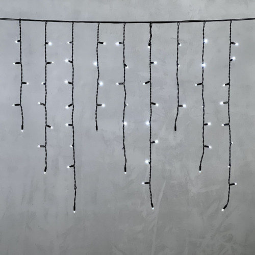 Светодиодная бахрома с колпачком 3,2*0,9 м., 168 белых LED ламп, мерцание, каучуковый черный провод, LTC (LL168BLW-1-2W)