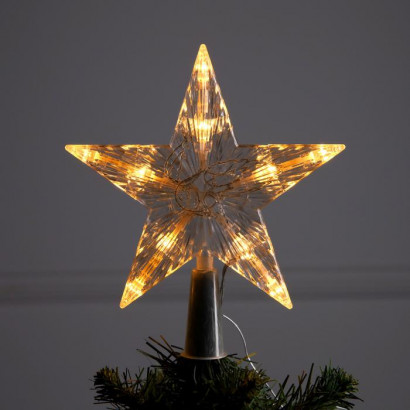Светодиодная макушка Звезда золотая 16 см., 10 LED, батарейки ААх2, Luazon Lighting (9424091)