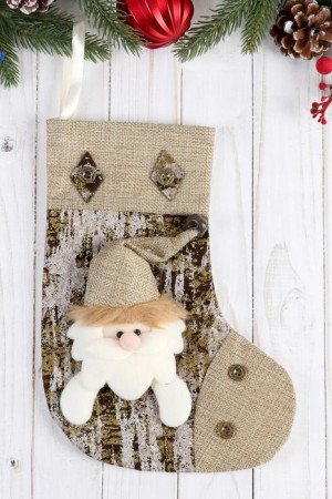 Носок для подарков Дед Мороз 18х24 см., коричневый, Зимнее Волшебство (4323065)         