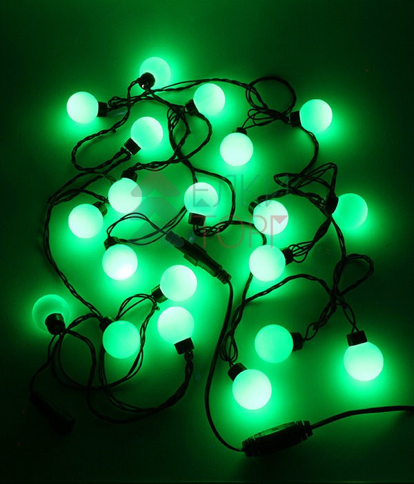 Светодиодная гирлянда Шарики, 5 м., 20 зеленых LED ламп 40 мм, 220V, черный ПВХ, Beauty Led (HB20-11-2G) в Белгороде