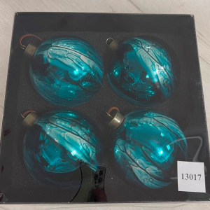 Набор стеклянных шаров Акварель синяя 100 мм., 4 шт., Christmas De Luxe (13017)