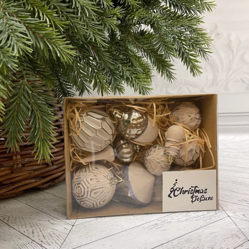 Набор пластиковых украшений Калипсо 11 шт., капучино, Christmas DeLuxe (89272)