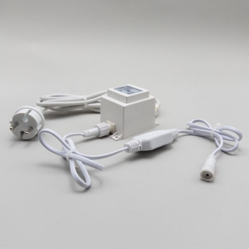 Трансформатор 30W с выпрямителем 24В., до 600 LED, провод белый Каучук, IP65, LTC (PTR30-3A-W)