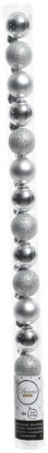 Набор пластиковых шаров Мерцание 30 мм, серебро, 15 шт, Kaemingk (021671)