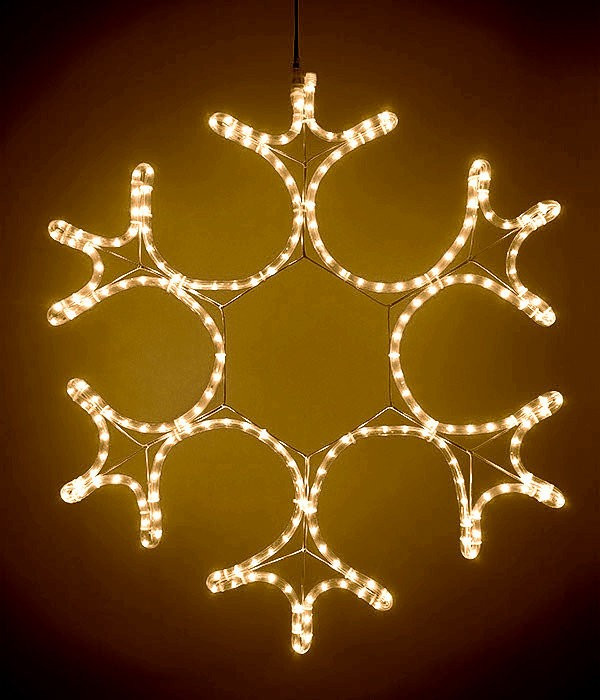 Светодиодная фигура Снежинка 55 см., 220V, 144 теплых белых LED ламп, прозрачный дюралайт, BEAUTY LE в Белгороде