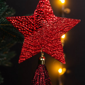 Подвеска на елку Рождественская Звезда 8*19 см, красный, Kaemingk (385526/2)
