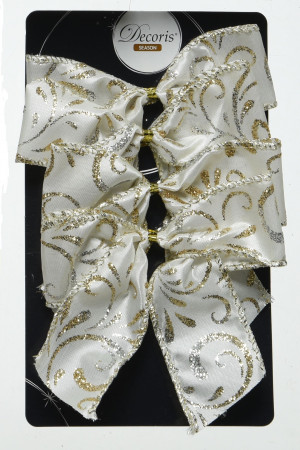 Набор бантов Римское кружево 10x10 см. 4 шт, жемчужный, Kaemingk (445331/5)