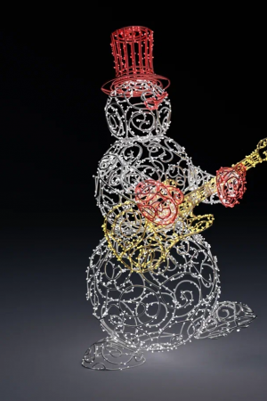  Светодиодная фигура Снеговик-музыкант гитара 220 см. 1 шт., Сад Радости (SR230)