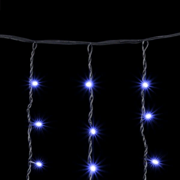 Светодиодная бахрома с колпачком 3,2*0,9 м., 168 синих LED ламп, мерцание, каучуковый черный провод, Beauty Led (LL168BLW-1-2B)