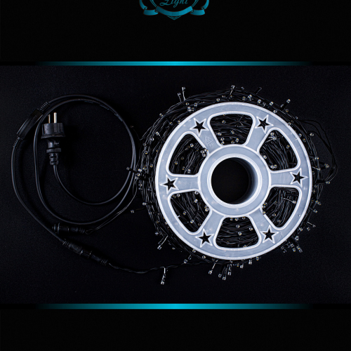 Светодиодная нить с мерцающим диодом 100 м., 1000 теплых белых LED, черный ПВХ, IP 54, соединяемая, Winner (ww.01.6B.1000.F+)