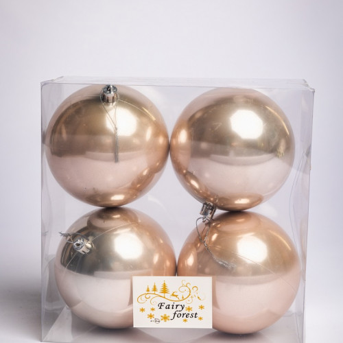 Набор пластиковых шаров Глория 100 мм., жемчужный глянцевый, 4 шт., ЕлкиТорг (150430)