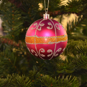 Набор шаров Фаберже - 8 см., цвет - розовый, количество 6 шт. (521916)