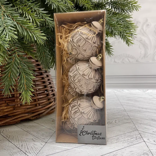 Набор пластиковых украшений Кассиопея 15 см, 3 шт., капучино, Christmas DeLuxe (89282)