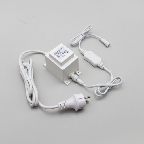 Трансформатор 60W с выпрямителем 24В., до 1000 LED, провод белый Каучук, IP65, LTC (PTR60-3A-W)