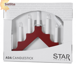 Новогодний светильник горка ADA 30*37,5 см., красный, 7 электро-свечей, Star Trading (286-15)