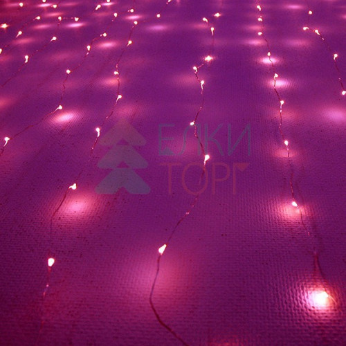 Светодиодный занавес Роса 1.6*1.6 м., 256 розовых LED ламп, прозрачный провод, Beauty Led (Curtain 256-10-P)