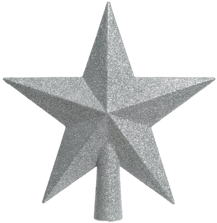 Елочная макушка Звезда серебряная, пластик, 19 см, KAEMINGK (029541)