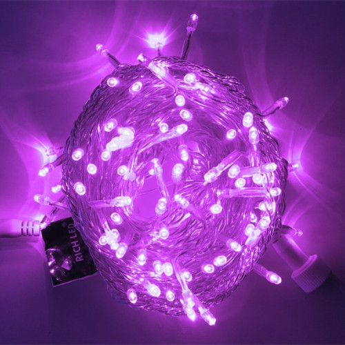 Светодиодная нить с мерцанием 10 м., 220V, 100 фиолетовых LED ламп, прозрачный ПВХ провод, Rich LED (RL-S10CF-220V-T/V)