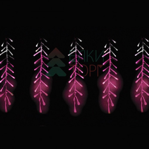 Светодиодная бахрома с эффектом бегущий огонь 1.75*0.4м., 24V, 160 LED ламп бело - розового цвета, прозрачный провод, Beauty Led (ESI160-SH10-1WP) в Санкт-Петербурге