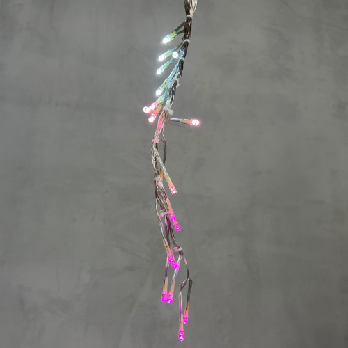 Светодиодная бахрома с эффектом бегущий огонь 1.75*0.4м., 24V, 160 LED ламп бело - розового цвета, прозрачный провод, Beauty Led (ESI160-SH10-1WP) в Санкт-Петербурге