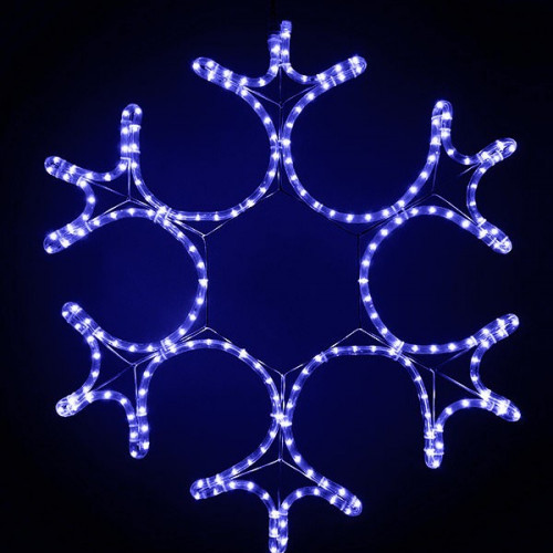 Светодиодная фигура Снежинка 55 см., 220V, 144 синих LED ламп, прозрачный дюралайт, BEAUTY LED (LC-1