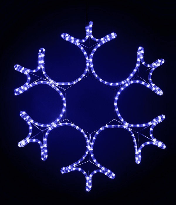 Светодиодная фигура Снежинка 55 см., 220V, 144 синих LED ламп, прозрачный дюралайт, BEAUTY LED (LC-1 в Белгороде