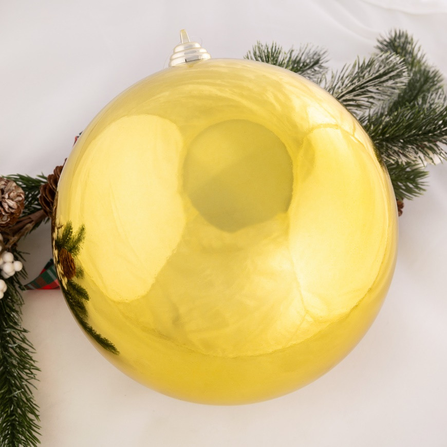 Пластиковый шар 140 мм., золотой, глянцевый,  Kaemingk (022260)